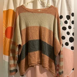 Easel Color Block Striped Slouchy Lightweight Sweater